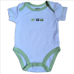 Petit Lem NB embroidered elephants onesie